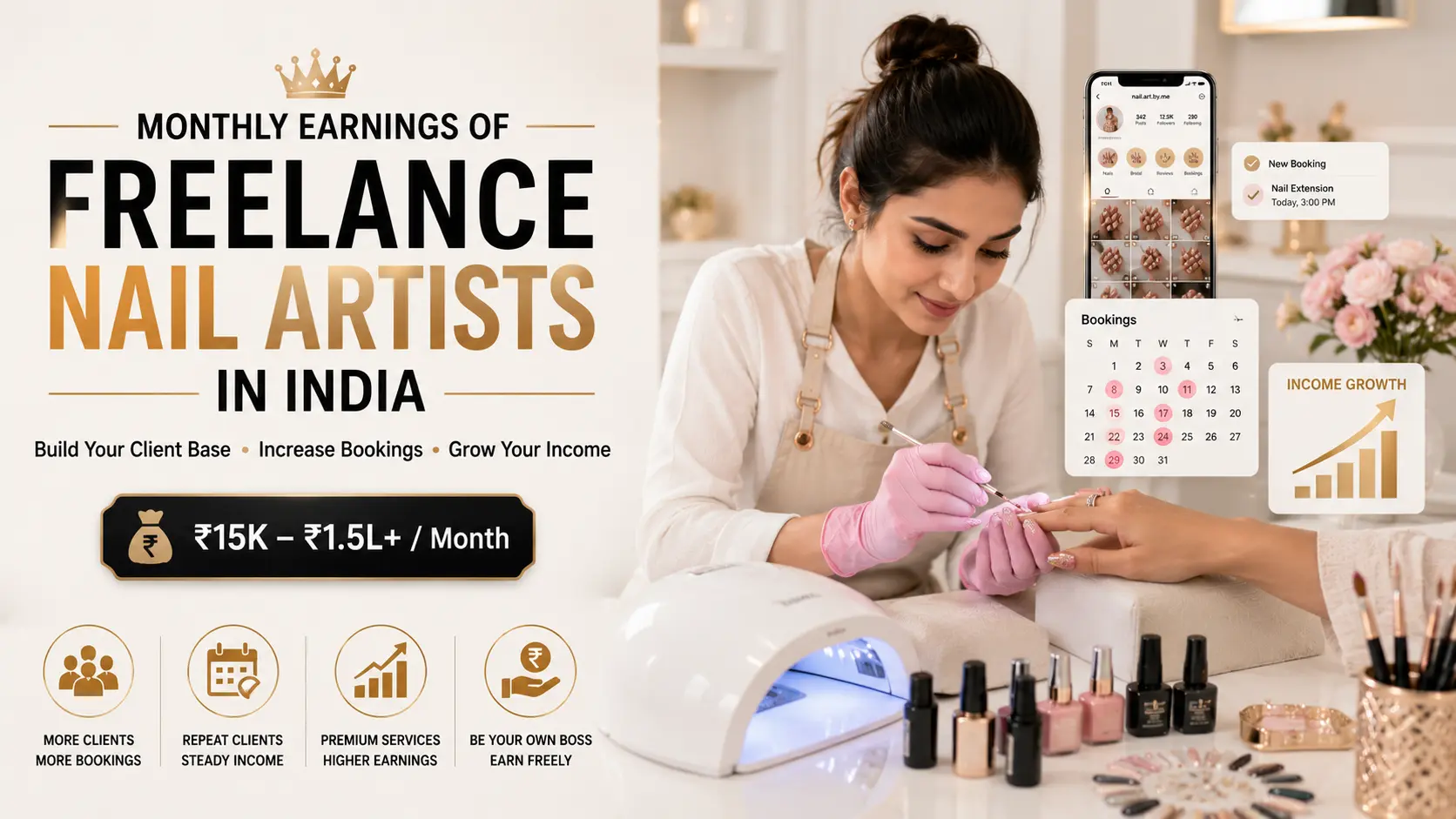 Monthly Earnings of Freelance Nail Artists in India